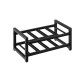 2-tier 8-bottle wine rack in black metal with adjustable foot pads, perfect for home kitchen or dining room.
