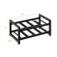2-tier 8-bottle wine rack in black metal with adjustable foot pads, ideal for kitchen or dining room organization.