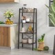 4-tier bookshelf with metal frame in oak finish, ideal for storage or display in kitchens or living spaces.