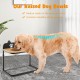 Elevated dog bowl stand with two stainless steel bowls, adjustable height for healthy eating posture and joint support.