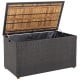 Rattan storage box with solid acacia wood top, 134-gallon capacity, ideal for patio side table or outdoor storage.
