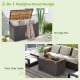 Rattan storage box with solid acacia wood top, serving as a patio side table, ideal for outdoor use.