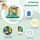 Monkey-themed inflatable bounce house with slide, includes 50 ocean balls, water hose, repair kit, and storage bag for.