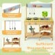 Backyard pretend play toy kitchen with stove top, solid pine wood, multiple shelves, and hooks for outdoor fun.