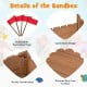 Kids wooden sandbox featuring a castle design, red flags, sturdy cedar construction, and a smooth burr-free surface.