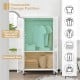 Rolling storage armoire closet in white with hanging rod, adjustable shelf, and organized garment storage for.