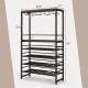 Freestanding wine bakers rack with 4-tier wine storage and stemware racks, ideal for home bar or kitchen organization.