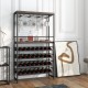 Freestanding wine bakers rack featuring a wide top shelf and open storage, perfect for kitchen or dining room display.