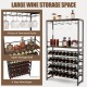 Freestanding wine bakers rack with 4-tier wine storage and 4 rows of stemware racks, ideal for home bar or kitchen.