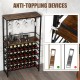 Freestanding wine rack with 4-tier storage, stemware racks, and anti-toppling devices for kitchen or home bar use.