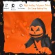 Inflatable 3.3ft pumpkin head ghost made of durable polyester fabric, perfect for Halloween yard decorations.