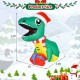 Inflatable Christmas dinosaur decoration with LED lights, 3.3ft tall, perfect for indoor or outdoor holiday displays.