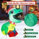 Inflatable Christmas dinosaur decoration with LED lights, made of durable polyester, ideal for indoor or outdoor use.