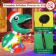 Inflatable Christmas dinosaur with LED lights, made of durable polyester, self-inflates in 45 seconds for festive decor.