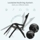 Adjustable metal zero gravity lounge chair in black with a lockable reclining system and removable cushion for comfort.
