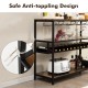 Wine rack table featuring anti-toppling design, 4 rows for 20 glasses, and sturdy metal construction for kitchen use.