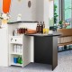 L-shaped reception desk featuring a black and white design with an oval top, suitable for offices and retail spaces.