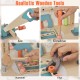 Kids play tool workbench featuring a saw, screwdriver, hammer, and vise with realistic wooden accessories for creative.