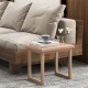 Natural teak wood bath spa stool with slat design, anti-slip foot pads, suitable for indoor and outdoor use.