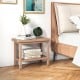 Teak shower bench with storage shelf, featuring a natural wood finish and ventilated slat design for indoor or outdoor.
