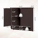 Wall-mounted brown bathroom storage cabinet with adjustable shelves and towel bar, measuring 24" x 18" x 8".