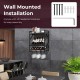 Wall-mounted wine rack for 10 bottles and 12 glasses, featuring a durable metal frame and slanted design for easy.