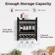 Wall-mounted wine rack holding 10 bottles and 12 glasses, featuring a slanted design and durable metal frame for.