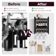 Wall-mounted wine rack displaying 10 bottles and 12 glasses, featuring a slanted design for space-saving storage.