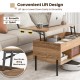 Lifting tabletop central table in natural finish with metal legs, ideal for workspace or afternoon tea in the living.