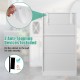4-door white bathroom floor cabinet with adjustable shelves and 2 anti-toppling devices for added security.