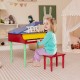 Colorful 30-key wood toy grand piano with bench, designed for kids aged 3-8, promoting creativity and coordination.