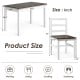 Compact kitchen dining set featuring a walnut table and four chairs with cushions, designed for space-saving and.