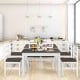 Compact 5-piece kitchen dining set in walnut with solid pine wood, featuring a smooth table and cushioned chairs for.
