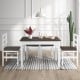 Compact 5-piece solid wood kitchen dining set in walnut with upholstered chairs, perfect for space-saving family dining.
