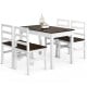 Compact 5-piece solid wood kitchen dining set in walnut with high back chairs and upholstered cushions for comfort.