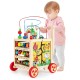 Wooden 6-in-1 developmental learning toy with bead maze, designed for toddlers to enhance learning and mobility.