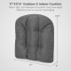 U-shaped gray chair cushion measuring 17.5 x 17 inches, made with breathable polyester for indoor and outdoor use.