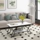 2-tier faux marble coffee table with white marble top and black metal frame, perfect for stylish living room.