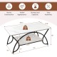2-tier faux marble coffee table with black metal frame, featuring a stylish white marble top for organized living.