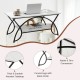 2-tier faux marble coffee table with white marble top and black metal frame, featuring curved legs for stylish support.