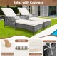Outdoor chaise lounge chair recliner in gray PE rattan with removable cushions, ideal for poolside relaxation.