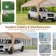 Heavy-duty 10 x 20 feet patio carport with PE canopy, metal foot pads, and wind resistance features for vehicle.