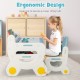 Kids drawing table and chair set in blue, featuring ergonomic design and spacious tabletop for creative activities.