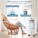 3-in-1 evaporative air cooler in white with remote, showcasing touch panel, ice packs, and adjustable swing features.