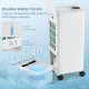 Dual water tanks of the 3-in-1 evaporative air cooler, featuring a visible water level and a 0.7-gallon capacity for.