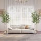 Artificial olive tree with 1264 leaves and 72 fruits in a cement pot, ideal for indoor or outdoor decoration.