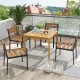 Square acacia wood outdoor dining table with umbrella hole, designed for four, perfect for garden or patio gatherings.