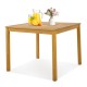 Square acacia wood outdoor dining table with umbrella hole, showcasing natural wood grains, perfect for outdoor dining.