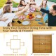 Square acacia wood outdoor dining table with umbrella hole, seating up to 4, perfect for garden or patio gatherings.