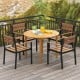 Round outdoor dining table for 4 made of acacia wood, featuring a durable waterproof surface and elegant design for.